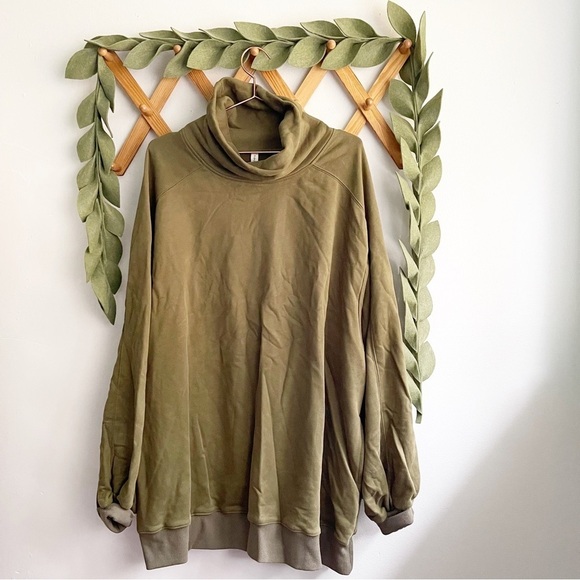 Nap Boxy Turtleneck Olive Green Sweatshirt - Picture 3 of 9